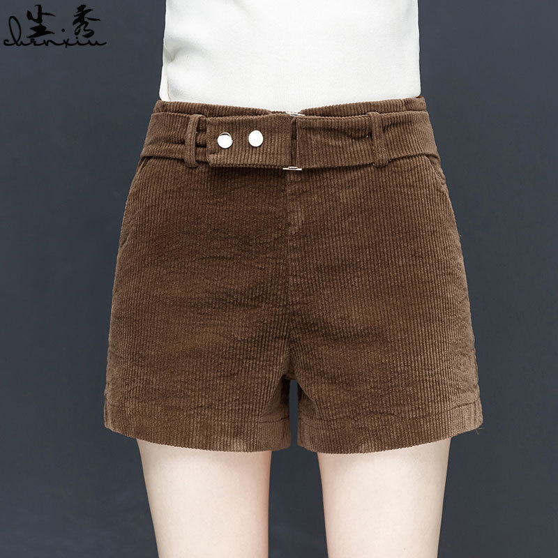 Wicked velvet shorts womens autumn winter new 2020 loose-fitting outer wear wide-leg shorts winter casual bottoms boots pants