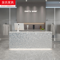 Simple modern water ripple stainless steel bar cashier clothing store counter hair salon front desk reception desk