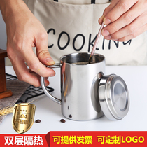 304 stainless steel cup with lid kindergarten children's cup restaurant free lettering anti-scalding double mug