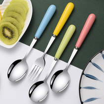 Ceramic long handle spoon stainless steel spoon creative cute Net red spoon home children eating spoon watermelon spoon