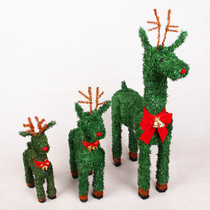 Qixuan wrought iron Christmas elk green straw deer Christmas office mall scene boutique decorations