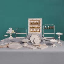 European vintage white wooden dessert table ornaments Mori wedding display rack cake table exquisite tea break tray