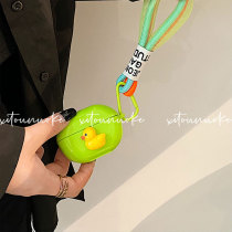  Little yellow duck lanyard is suitable for Huawei headset protective cover freebuds4 Bluetooth wireless 4i silicone soft shell 3rd generation cartoon cute anti-fall Apple airpodspro3 2 1st generation