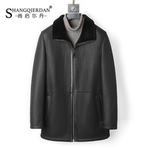 Mens Winter New Haining Leather Coat Middle-aged Warm Fur Coat Sheep Fur Coat