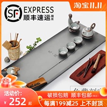 Natural whole piece of black gold stone tea tray home Modern simple Japanese big tea table stone Tea Sea kung fu tea set support
