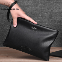 Lesen Kangaroo Hands Bag Men Genuine Leather Clip Bag Casual Large Capacity Business Hand Money Clip Hand Holding Bag Man Envelope Wave