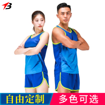 Track suit suit Mens and womens running marathon fitness training suit Quick-drying sprint competition sports vest summer