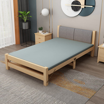  Folding bed Solid wood household single bed Adult lunch break bed Economical rental room Simple double bed 1 2-meter bed