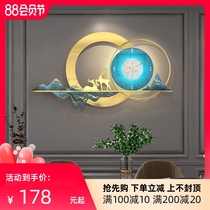 Net celebrity watch wall clock Living room household fashion dining room decoration creative clock wall-mounted New Chinese wall-mounted clock light