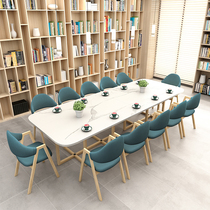 Conference table long table table and chair combination simple modern library reading room guest office rectangular Workbench