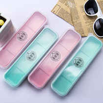 Longwei Barley environmental protection portable tableware box Storage box Colorful candy color stationery box Large chopstick box