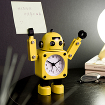 Robot Small Alarm Clock Cute Cartoon Student Boy Children Bedroom Bedside Clock Creative Pendulum desktop clock