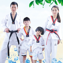 Taekwondo clothing Childrens and womens spring and summer long-sleeved short-sleeved cotton adult can print word dojo training competition clothing