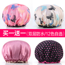 Buy 1 get 1 shower cap waterproof adult female shower bath shower cap Female kitchen hat Oil proof cap Fume lady
