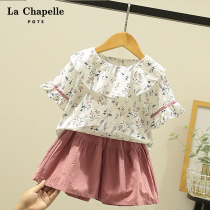 Lashabelle Summer Scout girls summer clothing online red short sleeves Two sets of children Yanqi Korean version sports suit tide