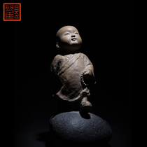  Guanfu Museum Lin Zhaofa pure little Monk stone carving ornaments Taiwan iron pill stone collection craft products