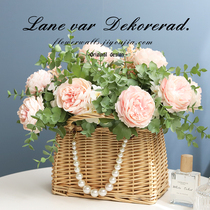 Small Freshens Peony Yogali Emulation Flower Fake Flowers Handwoven Floral Basket Floral Hem Wedding Hand Holding Flowers