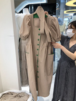 South Korea Dongdaemun 2021 summer new black square collar short-sleeved temperament loose casual dress female long dress