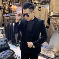 2021 Mens Spring and Autumn Golden Velvet Small Suit Slim Solid Color Tide Brand Plus Size Coat Casual Suit Top
