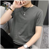 pure cotton short-sleeved T-shirt mens 2021 summer new loose trend round neck t-shirt mens fashion brand solid color half sleeve