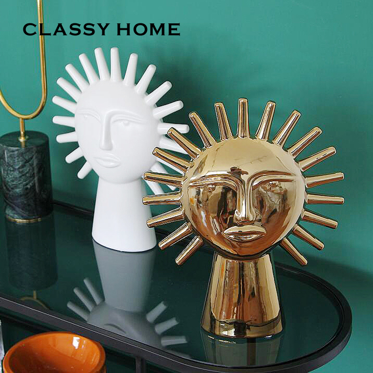 Designer double-sided face art ornaments modern luxury Nordic simple American living room study creative jewelry