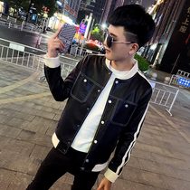 Spirit guy leather jacket mens coat leather jacket trend handsome 2021 Autumn New coat Jersey handsome fried street clothes
