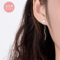 Pure Silver Whale Ear Line Schoolgirl Daily Earrings Streaming Su 2021 New Tide Autumn And Winter Cute Sweet And Beautiful Ear Ornaments