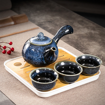 Home kung fu tea set Small set a pot of three cups side teapot ceramic guests complete tea cup simple office O
