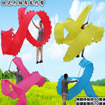 Square dance fitness thrower dragon dance dragon dance with colorful strips as people dance with dragon and dragon Shake Dragon Middle Aged Color Ribbon