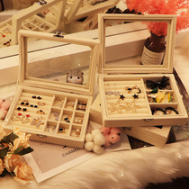 Ear stud earrings storage box jewelry dust jewelry storage box earrings EAR thread finishing jewelry box with lid