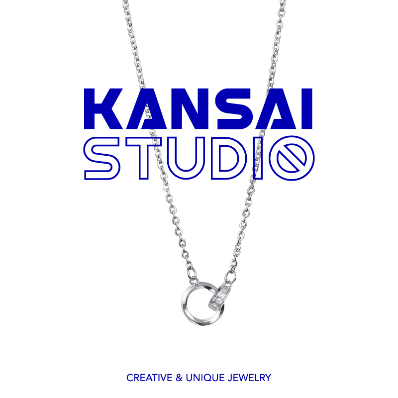 KANSAI锆石双环项链冷淡风女生锁骨链时尚个性轻奢小众高级感配饰