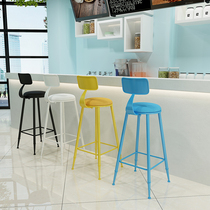Bar chair black high stool wrought iron home backrest bar stool table and chair modern minimalist color bar chair high chair