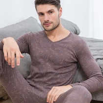  Japanese mens thermal underwear set pure cotton thin section autumn and winter cold-proof cotton wool bottoming shirt autumn clothes autumn pants men