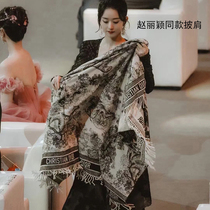 Zhao Liying Angela star same Korean version of tide warm retro wool scarf female winter temperament Joker shawl