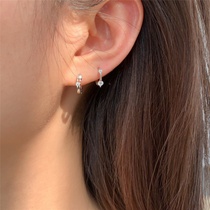 Foreign style 925 sterling silver small diamond earrings female cool Tide people small ear ring ear ring ear ring earring earring earring ins Net Red New