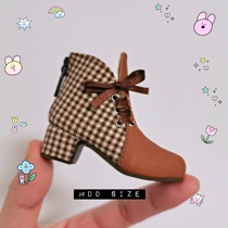 Bow Plaid high heel boots BJD 1 4 MDD bear girl 1 6 six points baby shoes salon red wood GL