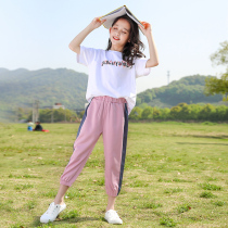 Girl Sports Suit Summer Clothing 2022 new CUHK Scout Red Ocean Girl Child Trendy Two Sets Tide