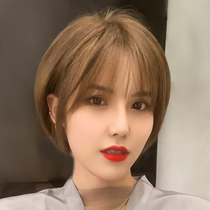 Wig female summer short bangs real hair wig set hanging ears Natural girl round face age reduction fashion Silkery