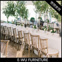 New Nordic dining chair cross chair solid wood backrest dining chair outdoor B & B chair outdoor outdoor restaurant solid wood chair