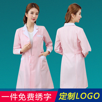 White coat Short-sleeved doctors suit Womens summer thin nurses suit Long-sleeved pharmacy reflexology embroidery division beauty salon overalls