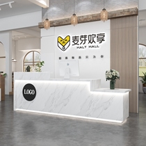 Simple modern beauty salon cashier womens clothing store bar imitation marble company training institution front desk