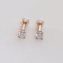 New akoya pearl screw 18K rose gold diamond stud earrings women wear small earrings on both sides wear small earrings women