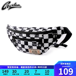 GUUKA Coca-Cola joint black and white checkerboard running bag men and women with hip hop sports shoulder crossbody chest bag