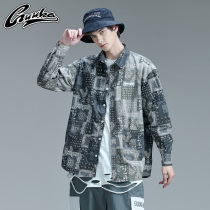GUUKA Tide brand cashew flower shirt male long sleeve autumn students Hip Hop couple High Street retro shirt jacket loose