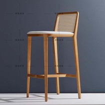American solid wood bar chair home high chair Bar Club reception bar chair Nordic simple modern bar chair