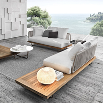 Outdoor sofa leisure solid wood designer Villa woven rattan sofa hotel courtyard living room combination outdoor furniture