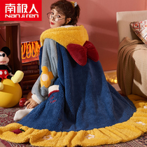  Antarctic coral velvet nightgown womens autumn and winter thickened and velvet long pajamas Womens winter flannel nightgown bathrobe