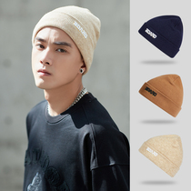 Knitted hat mens hat autumn and winter Tide brand Baotou hat cold and warm cold hat cotton hat winter big head wool hat