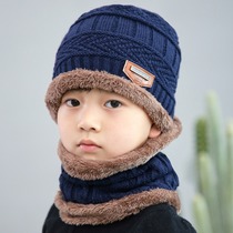 4 Childrens hats scarves gloves three-piece sets of winter 6 boys boys plus velvet 10 middle and big children 12 years old 15