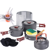 NH outdoor 1-2-3 people picnic portable stove set pot set combination kettle camping meal aluminum alloy cooking